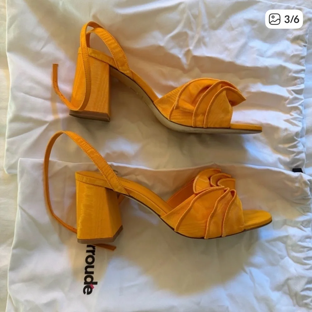 Larroudé Selena Ruffle Sandal — Orange